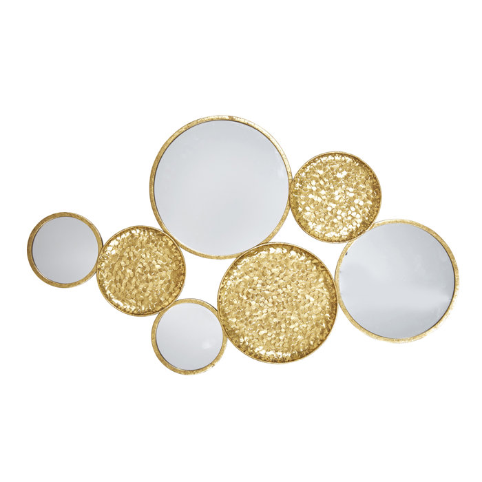 Lark Manor 39" Decorative Mirrored Wall Decor Contemporary Round Gold